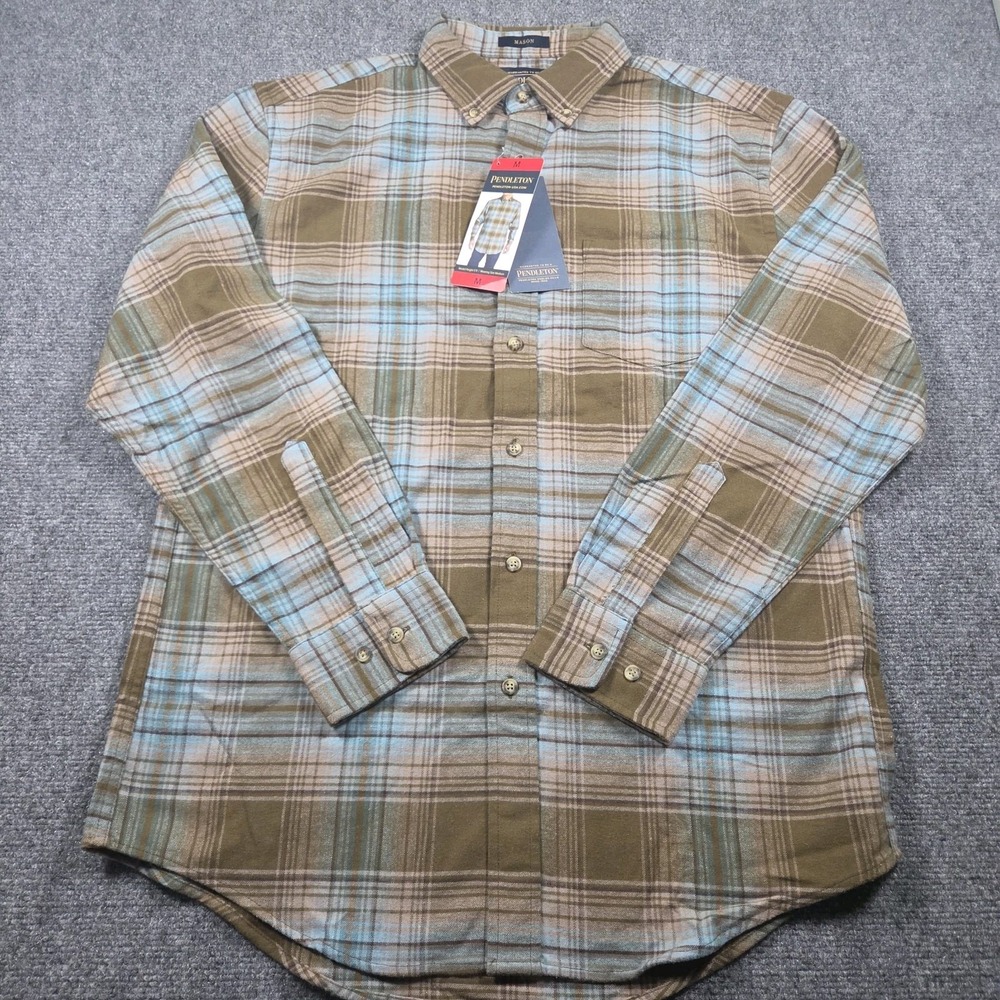 Pendleton Mens Mason Brown Plaid Flannel Shirt Mens Medium NEW